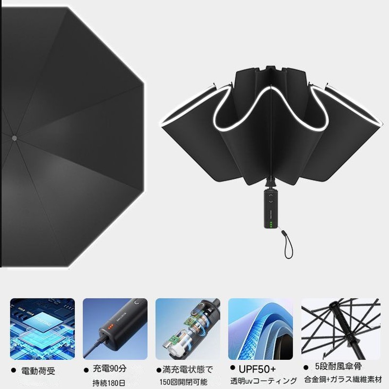 折りたたみ傘 電動 自動開閉 晴雨兼用 梅雨対策 レディース ワンタッチ 自動伸縮 電動傘 日傘 フルオート 折り畳み傘 軽量 全自動 コンパクト U 5,933円