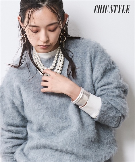 ニット ヘアリークルーネックニット 大きいサイズ有 シックスタイル