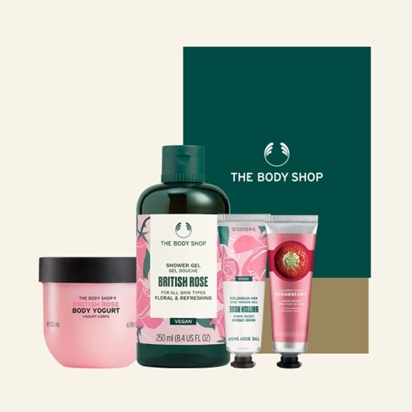 【The body shop】 ザ·ボディショップ ブリティッシュ ローズ 4種 ボディ ギフト セット(シャワージェル+ボディローション+ハンドクリーム2種) 贈呈品なくなり次第贈呈終了 (贈呈品