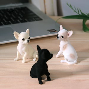 JXK チワワ 可愛い 犬 動物 リアル フィギュア フロック加工 PVC プラモデル プレミアム おもちゃ 模型 6cm オリジナル スタチュー 犬好き プレゼント 置物