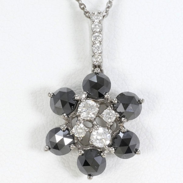 K18 18金 WG ネックレス ブラックダイヤ 1.36 ダイヤ 0.23 ジュエリー 中古