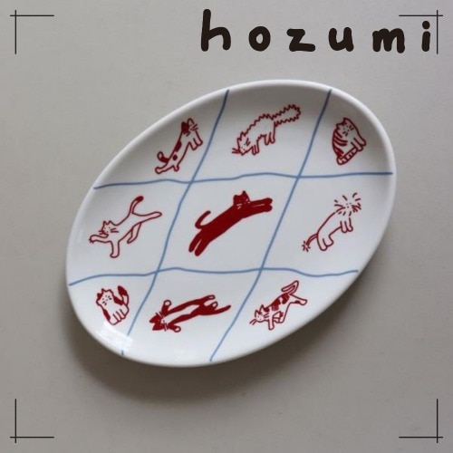 hozumi プレート皿 cats checked in plate 韓国雑貨 可愛い インテリア