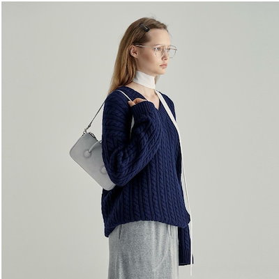 Mojocamar 刺繍付きネイビー手提げバッグ 【公式通販】