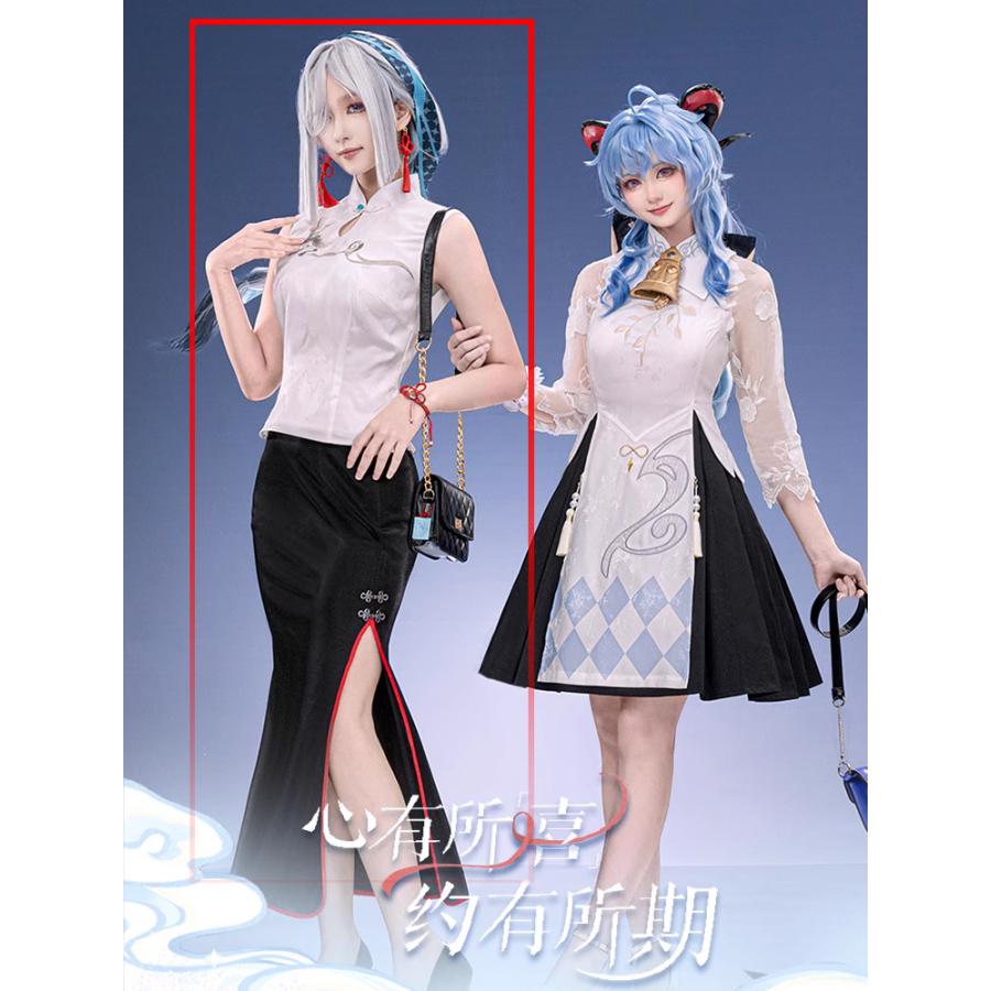 【急速出荷!】猫屋小舗　原神　コスプレ　申鶴　喜茶コラボ　コスプレ衣装　コスム　チャイナドレス風　ウィッグ　追加可