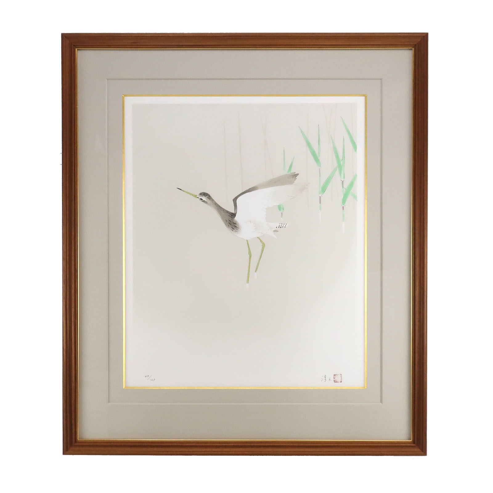 上村淳之 作 【 鴫 】 48 125 絵画 _ 中古品 A-ランク