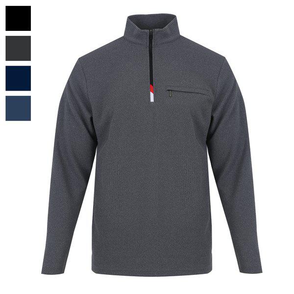 メンズ シグネチャー ハーフジップ 多用途 長袖 Tシャツ FRX-TSA-123-グレー