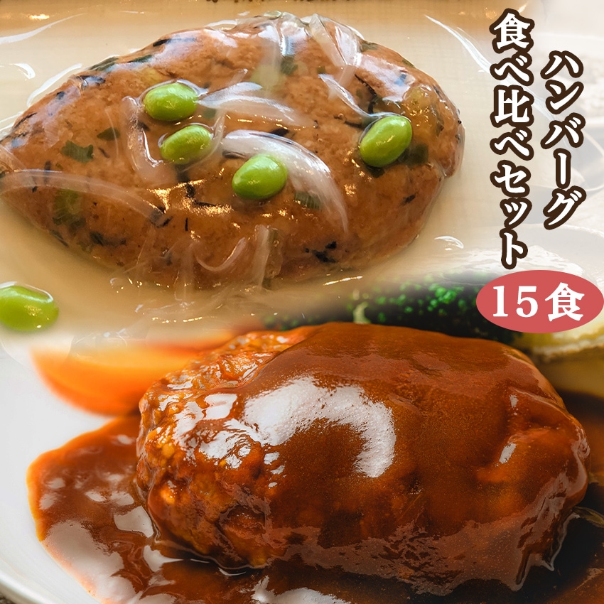 ハンバーグ食べ比べセット(15食) 豆腐ハンバーグ(5) 柔らかジューシーハンバーグ(10)