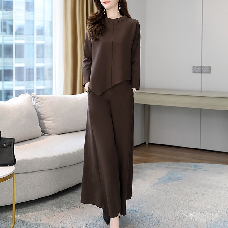 【女性大人気】 エレガント シンプル ランダムティアード Tシャツ ハイウエスト ガウチョパンツ セットアップ 2点セット