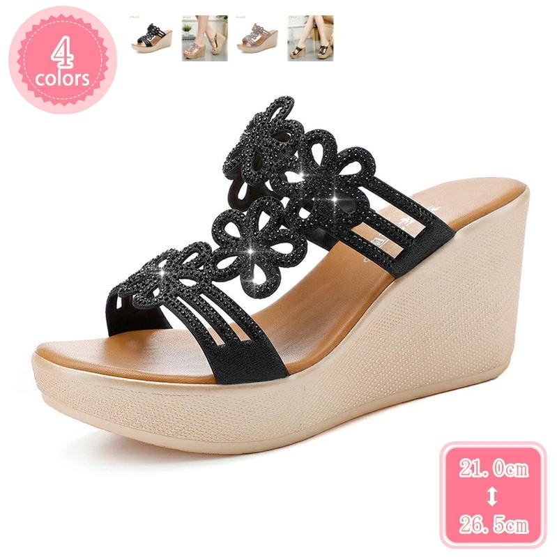 1000円OFFクーポン ハイヒール ウェッジサンダル レディース 11cmヒール 美脚 シンプル お洒落 夏用 ウェッジヒール ミュール サマーシューズ コンフォート 歩きやすい 厚底 滑り止め 金