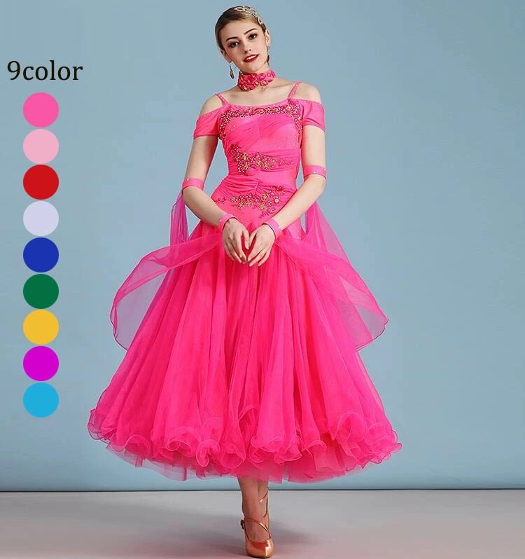 社交ダンス 衣装 ドレス 9色展開！お洒落 高級感 ダンス衣装 ワンピース 競技着 練習着 演出 おしゃれ ダンス専門服 タンゴ モダンダンス 舞台 イベント衣装 ステージ衣装 ラテンダンス ダンスウ