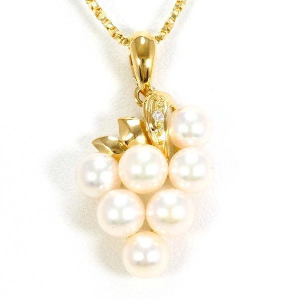 K18 18金 YG イエローゴールド ネックレス パール(真珠) ダイヤ ジュエリー 中古
