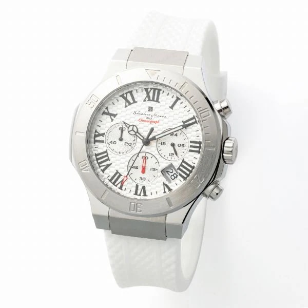 取寄品 正規品 Salvatore Marra 腕時計 SM23106-SSWHWH 5気圧防水 クロノグラフ 日付表示 ラバーベルト 防水 メンズ腕時計