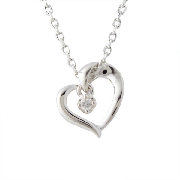 リボン済＆紙袋 ダイヤモンド ネックレス 正規品 レディース ハートモチーフ ネックレス ペンダント プレゼント ダイヤモンド アクセサリー ジュエリー エターナルシルバー ギフト 祝い