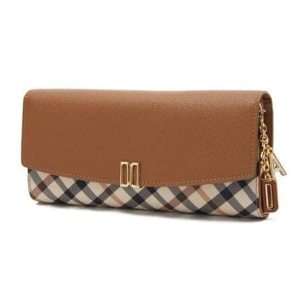 DCWA3F421W2ブラウンチェック配色DDロゴ長財布