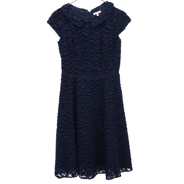 半袖 レース ワンピース ネイビー レディース