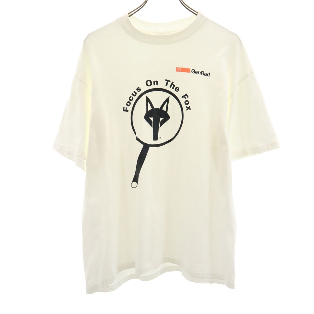 80s 90s USA製 オールド プリント 半袖 Tシャツ L ホワイト系 メンズ