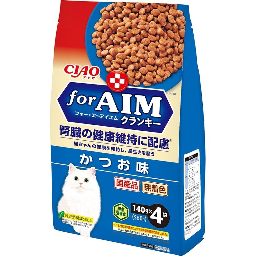 （まとめ買い）いなばペットフードCIAOforAIMクランキーかつお味140gx4袋猫用フード[x4]