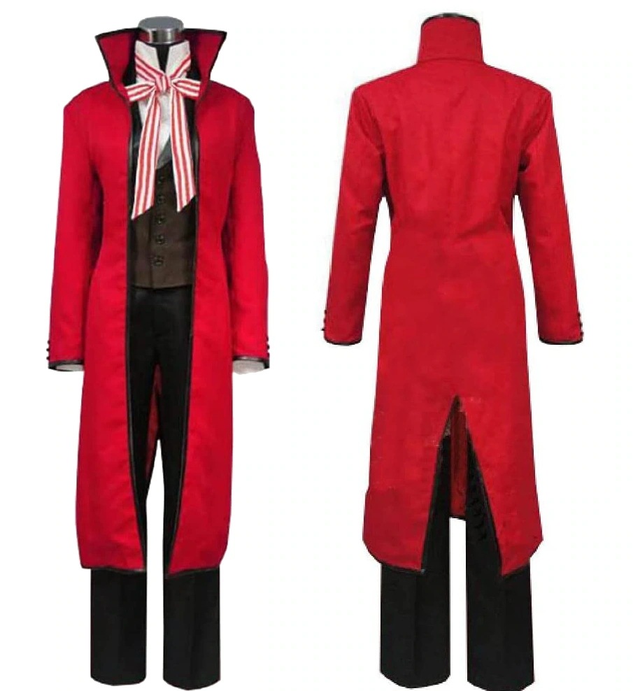 コスプレ衣装 黒執事 グレル サトクリフ 赤ver メガネ付き イベント パーティー 変装 演出服 祝日 贈り物 クリスマス パーティー 文化祭