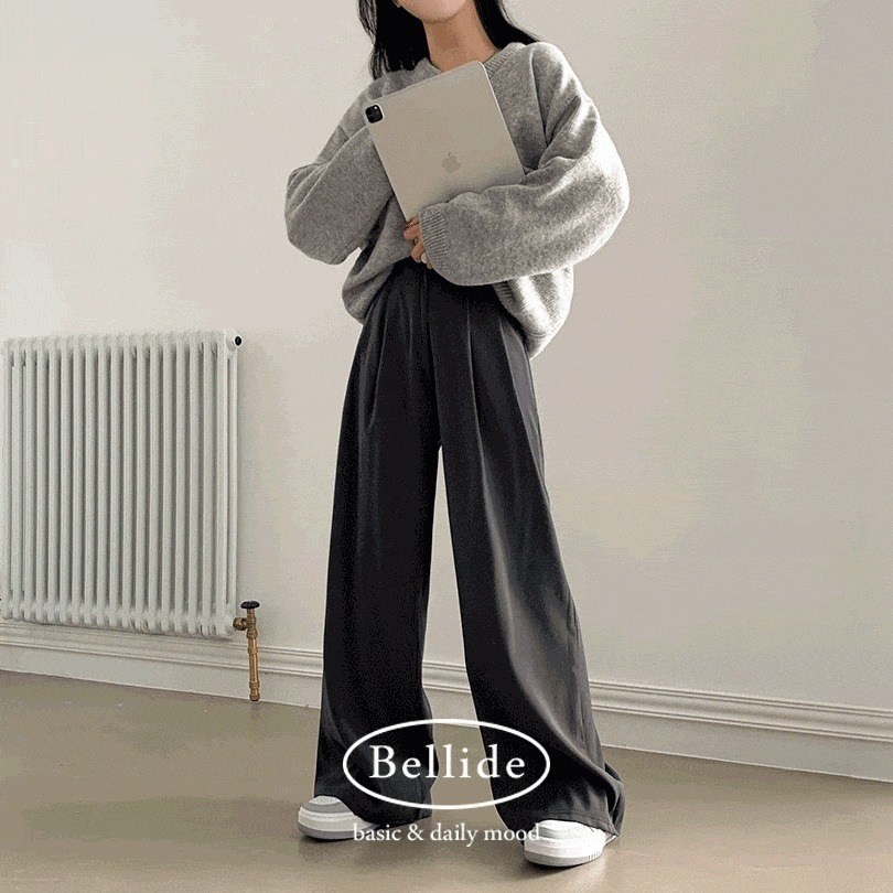 韓国の女性ファッション/[MADE]ダブルタックワイドスラックスパンツpt1280
