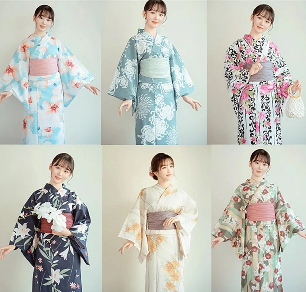 【急速発送】和服浴衣女性伝統スタイル高級純綿生地観光和服秋の万能アイテム