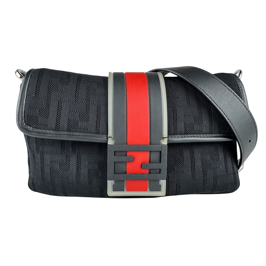 フェンディ FENDI ショルダーバッグ バケットウエストバッグ ファブリック/ラバー ブラック/レッド メンズ 7VA472 AA3X z8806