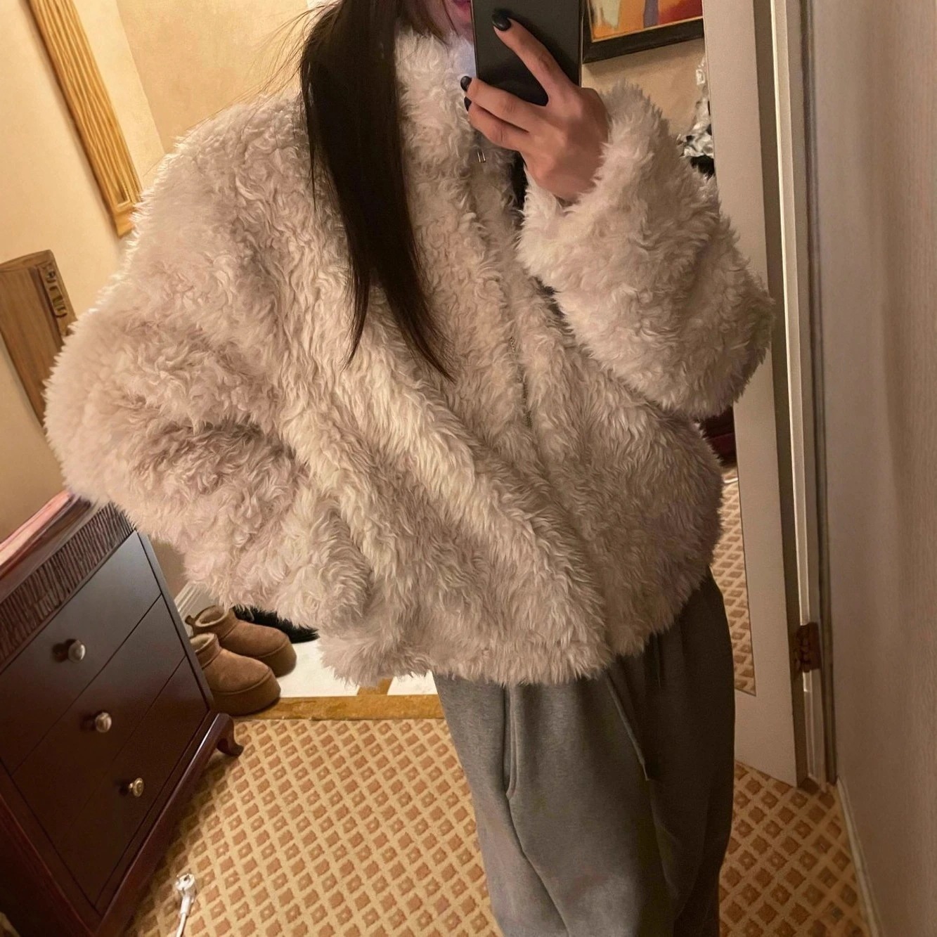 秋冬ファー保温中綿加厚 ジッパーアウター レディーストップス フェイクファー