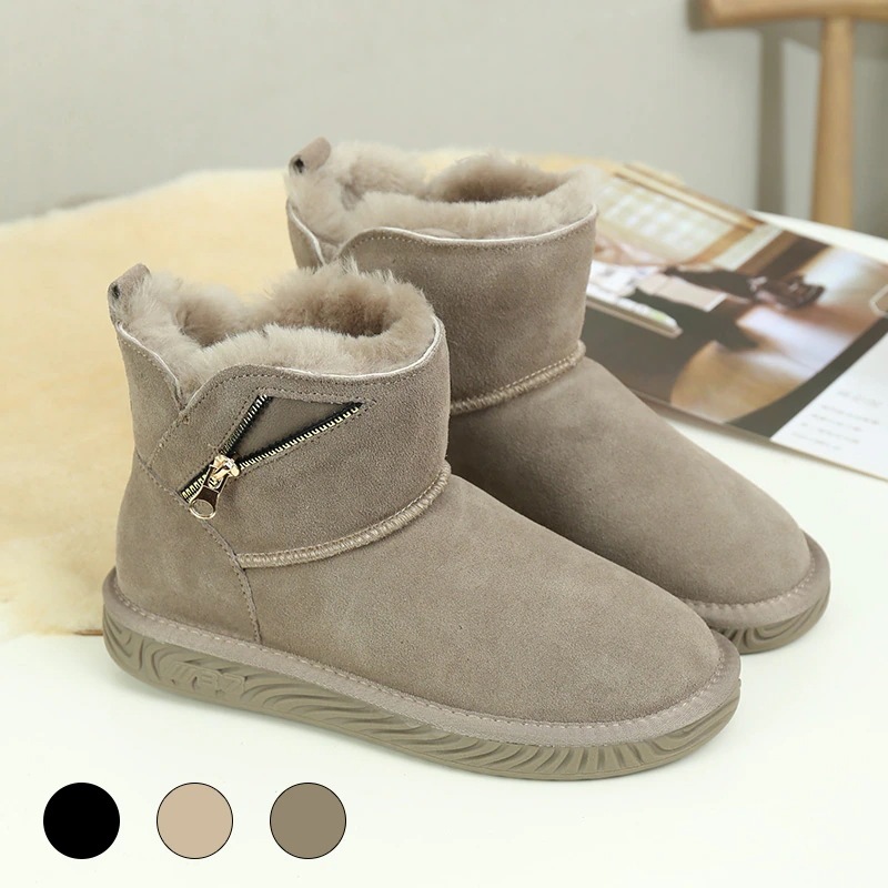 VMT34 韓国 ブーツ 牛革+ウール スノーブーツ ショートブーツ 長靴 ムートンブーツ 厚くて暖かい 本革 裏起毛 ブーツ レディース 冬のブーツ 靴 厚底ブーツ 冬 韓国ファッション シューズ