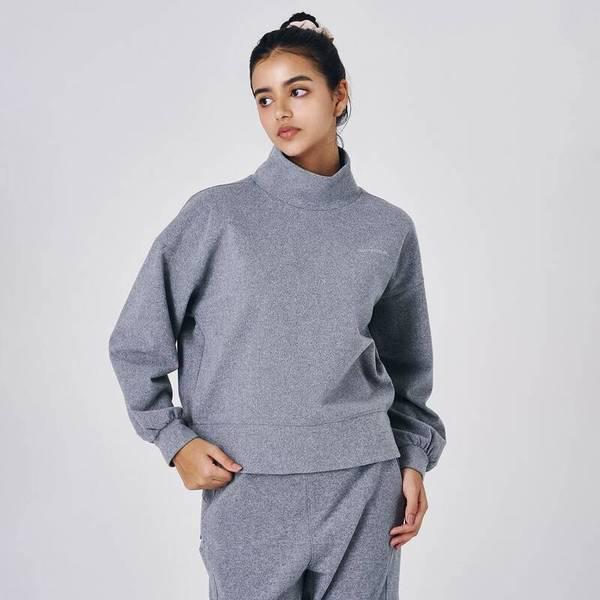 女性ウールライクハーフネック長袖Tシャツ SPJWCNRL356WMGR 709542
