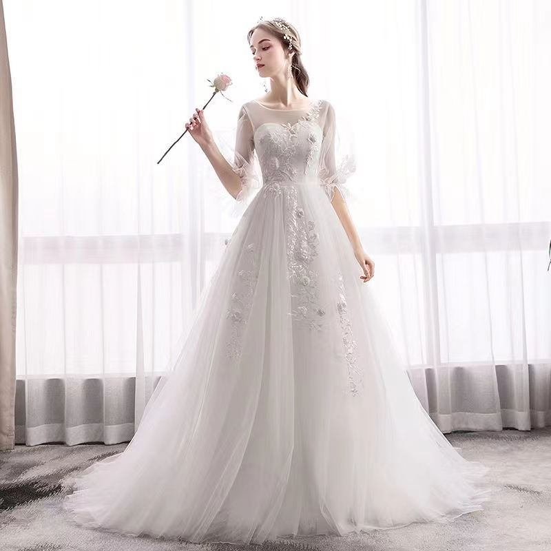 ウェディングドレス ウェディングドレス白 パーティードレス トレーンライン 花嫁ロングドレス 簡約 結婚式 露背 二次会 エレガント レース お呼ばれ 挙式 17,162円