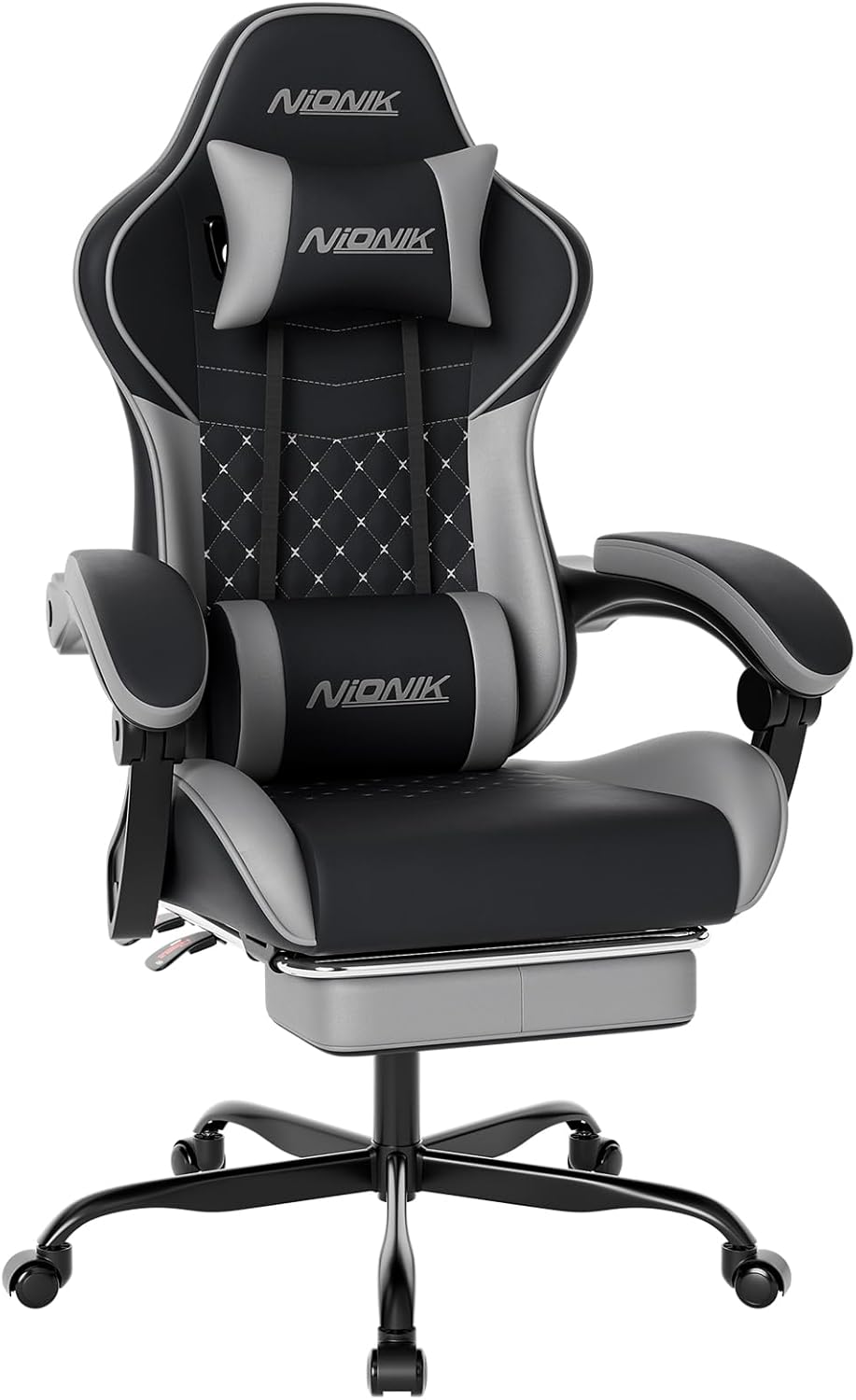 ゲーミングチェア オフィスチェア デスクチェア パソコンチェア オットマン付き 幅広座面 ハイバック 人間工学設計 135リクライニング 高さ調節 連動アームレスト 通気性 蒸れない PUレザー 高