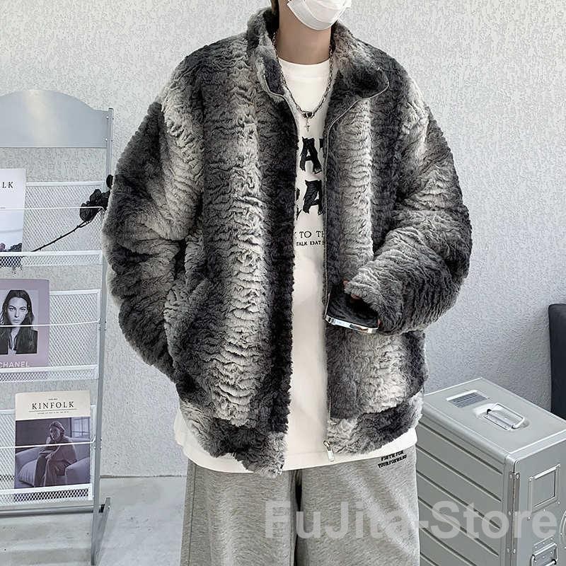 ジャケット コート ビッグシルエット ファージャケット モコモコ 迷彩 韓国 長袖 おしゃれ 派手 カジュアル 冬 暖か メンズ おすすめ フリースジャケット