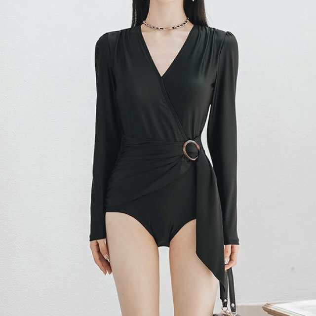 ワンピース水着 ブラック 長袖 大人女性