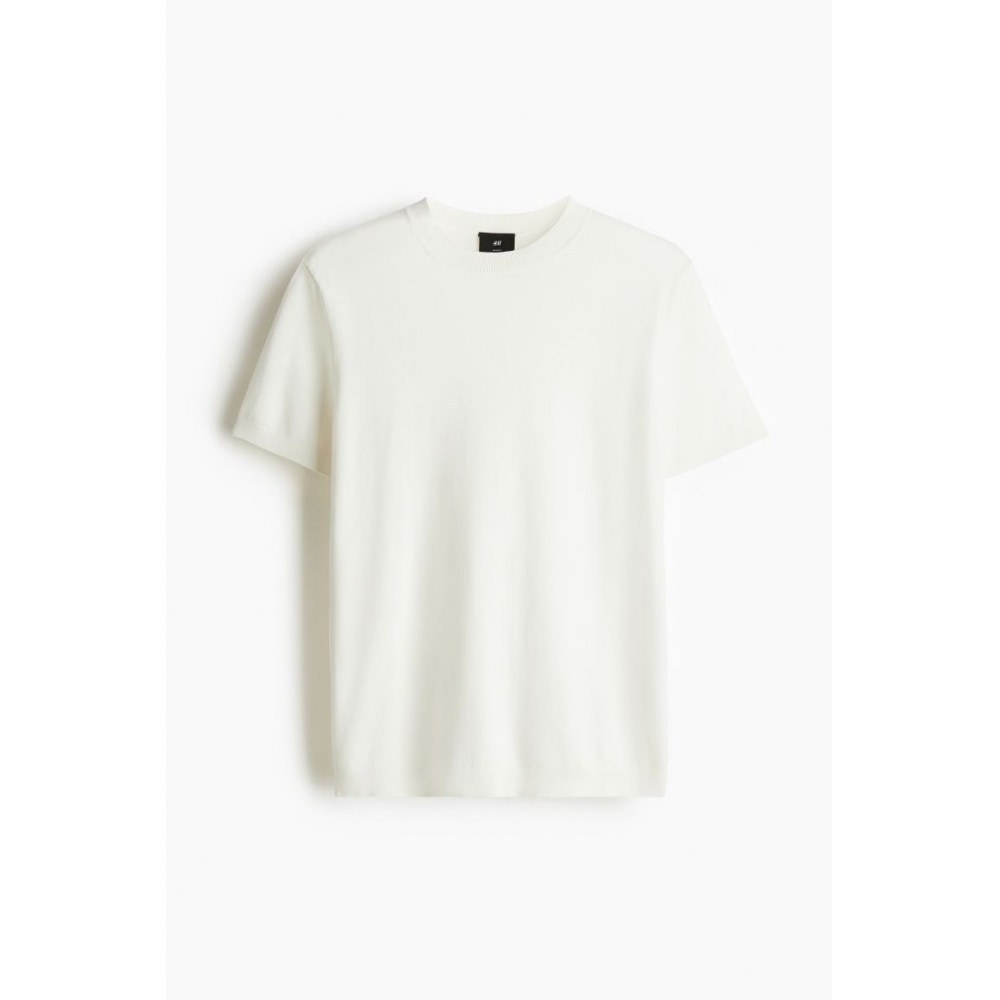 H&M スリムフィットファインニットTシャツホワイト