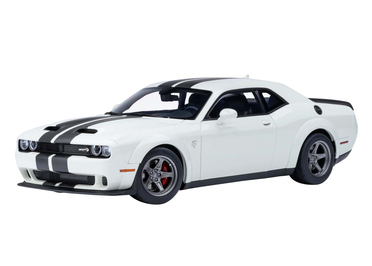 オートアート 1/18 ダッジ チャレンジャー SRT スーパー ストック 2023 （ホワイト/カーボンブラック・ストライプ KNUCKLE WHITE）【71766】 ミニカー AUTO 71