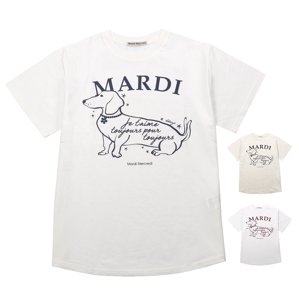 Tシャツ TSHIRT SWING THE TAIL DDANJI FLOWER CHOKER 半袖 レディース 韓国 ファッション アパレル 犬 ダックスフント