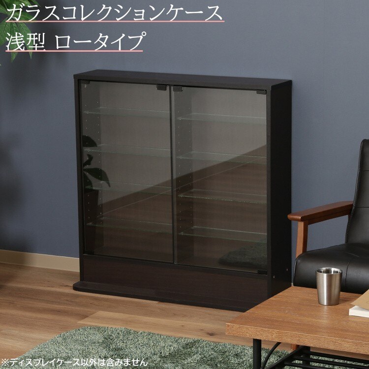 ガラス コレクションケース 浅型 ロータイプ 幅90cm ディスプレイ ガラスケース リビングボード コレクション 飾り棚