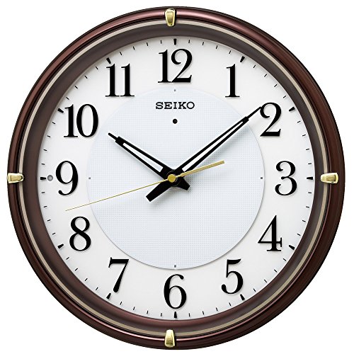 セイコークロック 掛け時計 自動点灯 電波 アナログ 夜でも見える ファインライト NEO ネオ 茶 メタリック KX233B