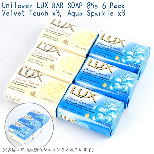 Unilever LUX ラックス化粧石鹸 ベルベットタッチアクアスパークル2種類計6個パック