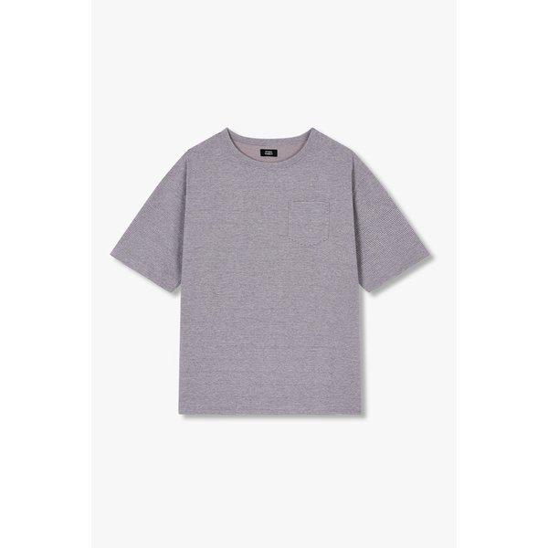 [MEN]裾ストリング ワンポケット ストライプ Tシャツ 9155222189081