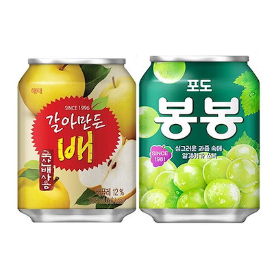Qoo10 2種類から選べる韓国人気ジュース24缶セット ぶどうボンボン おろし梨ジュース
