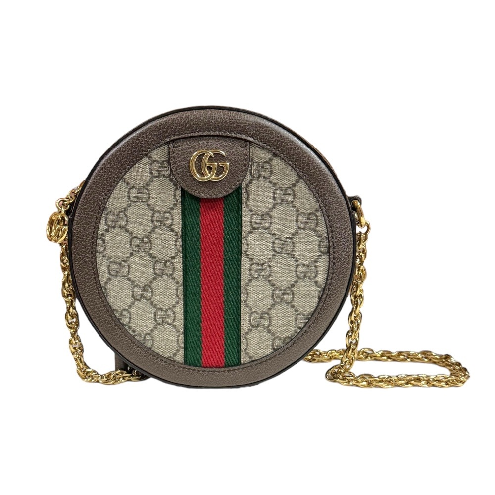 グッチ GGミニラウンドショルダーバッグ オフィディア ショルダーバッグ GGスプリームキャンバス 550618 ブラウン GUCCI 中古 美品