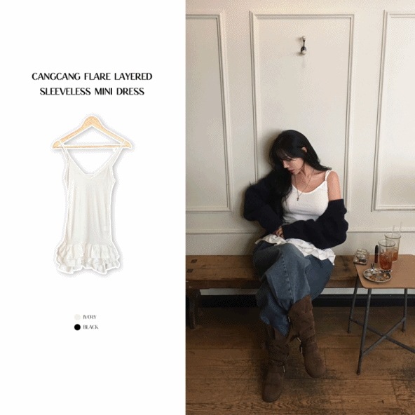 [レイヤードチートキー/紐調節] 四季 ティアード 裾 ブラウス レイヤード キャミソール ミニ ops (ティアード 裾 ブラウス 素材)