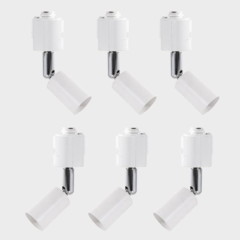 siatom ダクトレールライト用スポットライト 電球なし 配線ダクトレール用照明器具 LEDスポットライト 天井照明 照射角度調節可能 (E17口金 白6個セット)