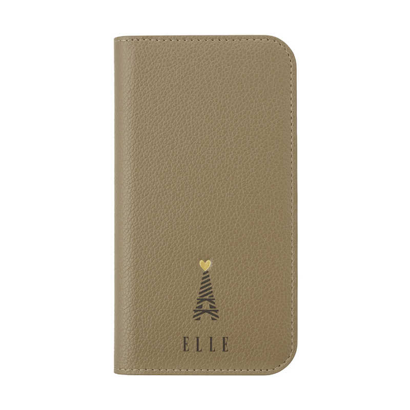 ELLE　Folio Case for iPhone 15 Greige　ELGRIFLIP2361