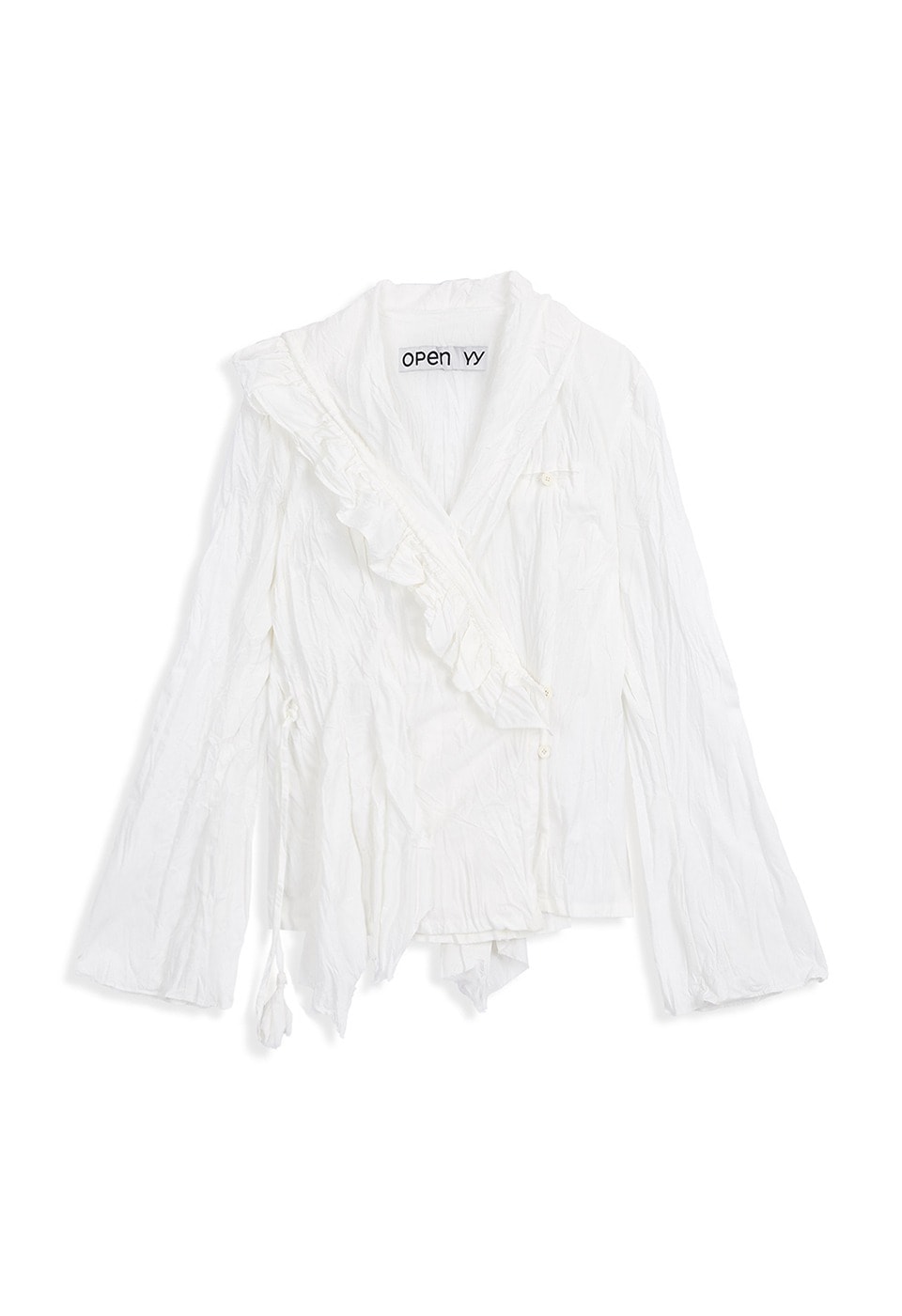 【OPEN Yy】 26SS UNBALANCED RUFFLE BLOUSE : WHITE