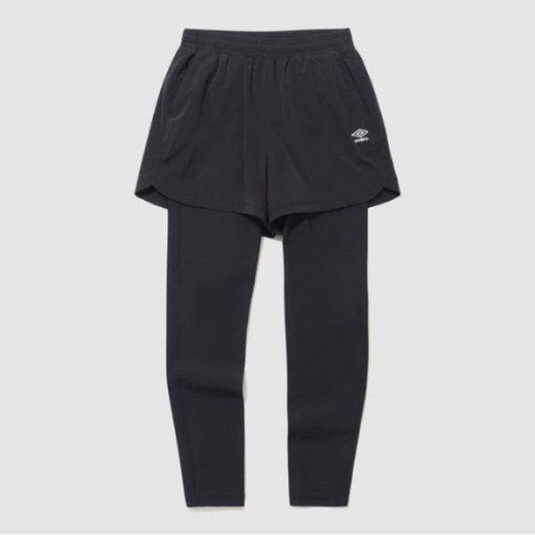 パンツ KQF UQ122SPF11-BLK アクティブベーシックウーマンズパンツツーインワンレギンス/BLACK