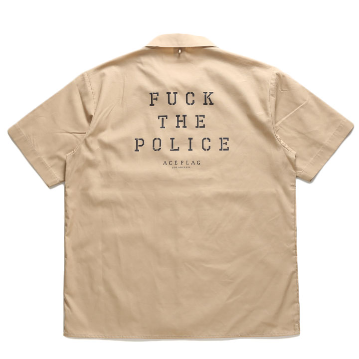 ACEFLAG 半袖シャツ メンズ レディース 春夏用 カーキ 大きいサイズ エースフラッグ 半袖 開襟シャツ おしゃれ Fuck the Police ファックザポリス 6,711円