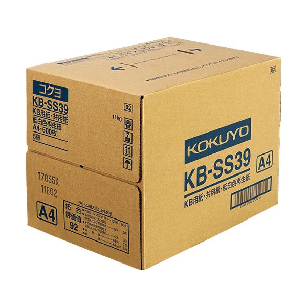 (まとめ) コクヨ KB用紙(共用紙)(低白色再生紙) A4 KB-SS39 1セット(2500枚：500枚×5冊) (×5セット)