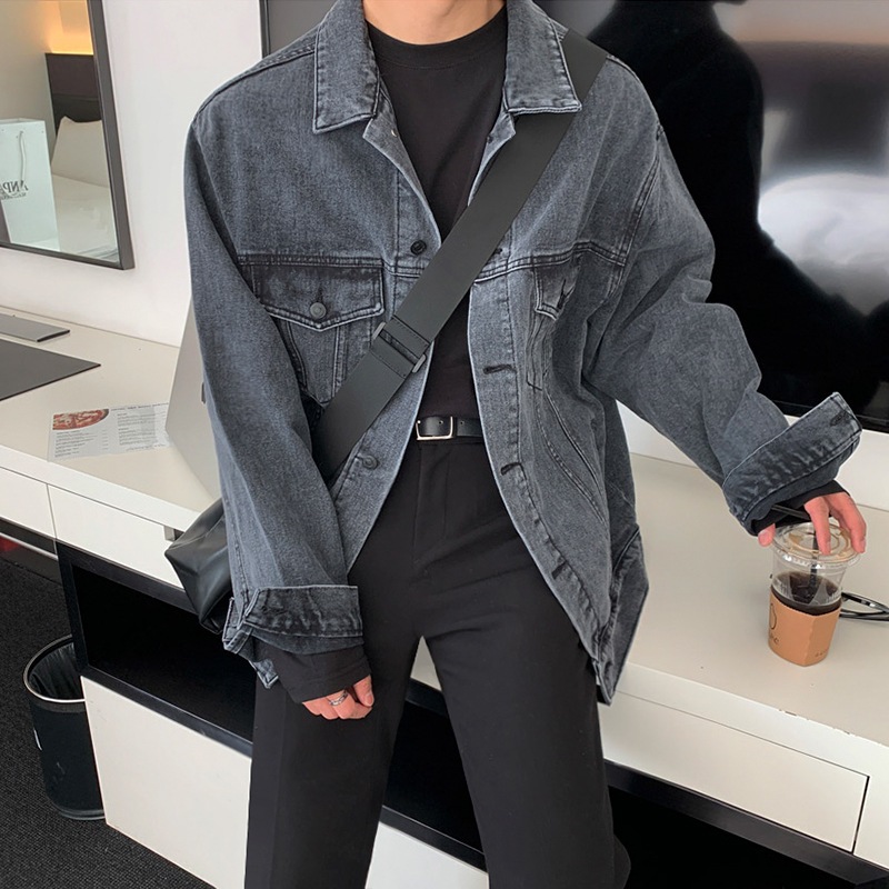 ウォッシュドデニムジャケットメンズ秋新作ハンサムルーズタイドジャケット韓国版春と秋の服の上