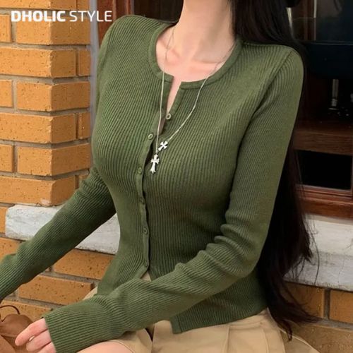 [メガ割りSALE]キーネックリブニットカーディガン・p681515